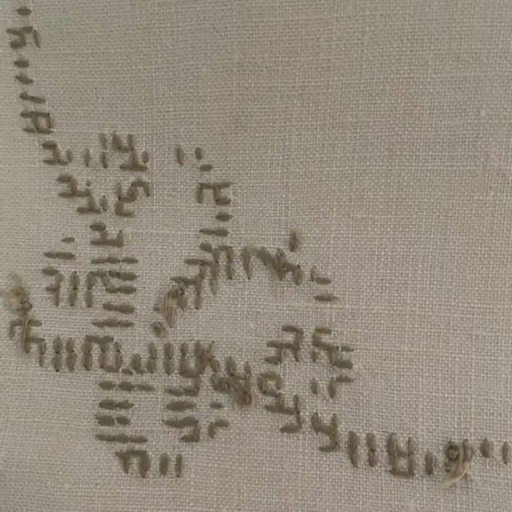 Vintage handmade linen dining napkins (12) with cross stitch